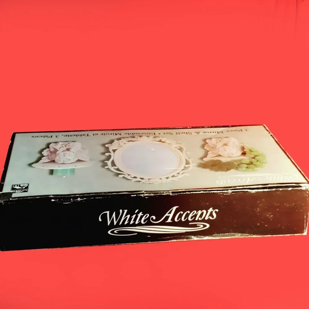 White Accents 3 Piece Mirror & Shelf Set ALCO Industries
